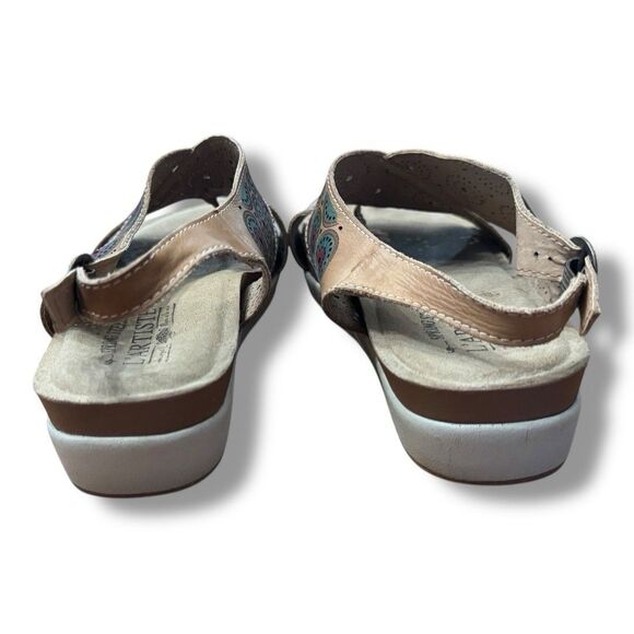 L L\'Artiste Spring Step Erice Circles Leather Taupe Multi Sandal EU 39 US 8.5